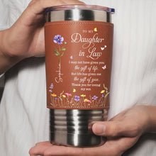 Load image into Gallery viewer, Personalized Leather Tumbler Custom Name Gift for Daughter-In-Law