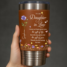 Load image into Gallery viewer, Personalized Leather Tumbler Custom Name Gift for Daughter-In-Law