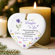 Load image into Gallery viewer, Personalized Heart-Shaped Ceramic Ornament Custom Gift for Daughter-in-Law