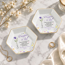 Load image into Gallery viewer, Personalized Hexagonal Ceramic Jewelry Dish Custom Flower Gift for Daughter-in-Law