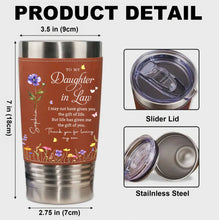 Load image into Gallery viewer, Personalized Leather Tumbler Custom Birth Month Flowers Gift for Daughter-In-Law