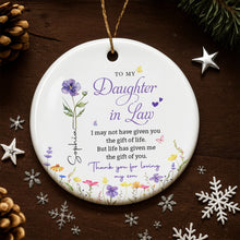 Load image into Gallery viewer, Personalized Birth Month Flower Ceramic Ornament Gift for Daughter-in-Law
