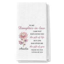 Load image into Gallery viewer, Personalized Floral Kitchen Towel Custom Gift for Daughter-in-Law