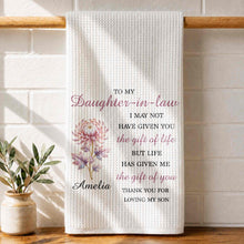 Load image into Gallery viewer, Personalized Floral Kitchen Towel Custom Gift for Daughter-in-Law