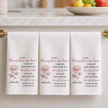 Load image into Gallery viewer, Personalized Floral Kitchen Towel Custom Gift for Daughter-in-Law