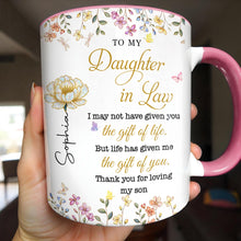 Load image into Gallery viewer, Personalized Accent Mug Custom Birth Month Flowers Gift for Daughter in Law