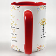 Load image into Gallery viewer, Personalized Accent Mug Custom Birth Month Flowers Gift for Daughter in Law