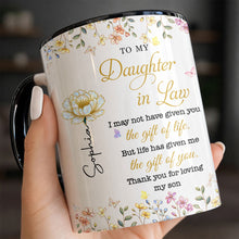 Load image into Gallery viewer, Personalized Accent Mug Custom Birth Month Flowers Gift for Daughter in Law