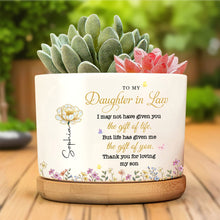 Load image into Gallery viewer, Personalized Ceramic Plant Pot Custom Birth Month Flowers Gift for Daughter-in-Law