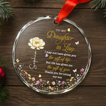 Load image into Gallery viewer, Personalized Glass Circle Ornament Custom Flowers for Daughter-in-Law