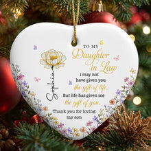 Load image into Gallery viewer, Personalized Heart-Shaped Ceramic Ornament Gift for Daughter-In-Law