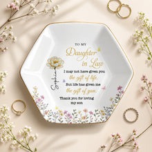 Load image into Gallery viewer, Personalized Hexagonal Jewelry Dish Custom Birth Month Flowers Gift for Daughter-In-Law