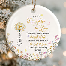 Load image into Gallery viewer, Personalized Ceramic Ornament for Daughter-in-Law Gift with Flowers