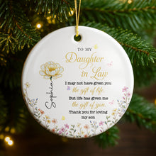 Load image into Gallery viewer, Personalized Ceramic Ornament for Daughter-in-Law Gift with Flowers