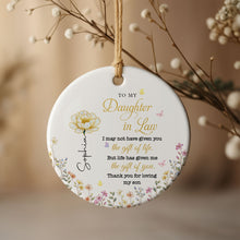 Load image into Gallery viewer, Personalized Ceramic Ornament for Daughter-in-Law Gift with Flowers