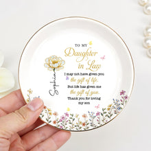Load image into Gallery viewer, Personalized Birth Month Flower Jewelry Dish for Daughter-in-Law