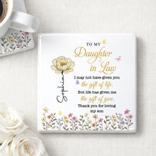Load image into Gallery viewer, Personalized Ceramic Coaster Custom Flower Design Gift for Daughter-in-Law