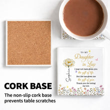 Load image into Gallery viewer, Personalized Ceramic Coaster Custom Flower Design Gift for Daughter-in-Law