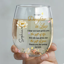 Load image into Gallery viewer, Personalized Stemless Wine Glass Custom Gift for Daughter-in-Law