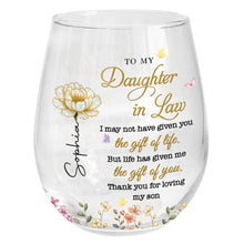Load image into Gallery viewer, Personalized Stemless Wine Glass Custom Gift for Daughter-in-Law
