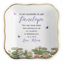 Load image into Gallery viewer, Personalized Lace Jewelry Dish Custom Name Gift for Daughter-in-Law