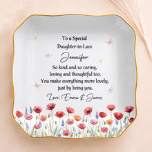 Load image into Gallery viewer, Personalized Lace Square Jewelry Dish Custom Gift for Daughter-in-Law
