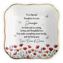 Load image into Gallery viewer, Personalized Lace Square Jewelry Dish Custom Gift for Daughter-in-Law