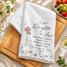 Load image into Gallery viewer, Personalized Kitchen Towel Custom Flower Design Gift for Daughter-in-Law