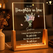 Load image into Gallery viewer, Personalized Acrylic Night Light Custom Floral Gift for Daughter In Law