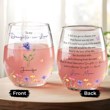 Load image into Gallery viewer, Personalized Stemless Wine Glass Custom Name Gift for Daughter-in-Law