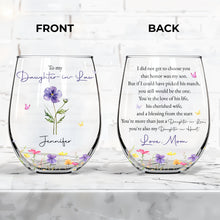 Load image into Gallery viewer, Personalized Stemless Wine Glass Custom Name Gift for Daughter-in-Law
