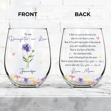 Load image into Gallery viewer, Personalized Stemless Wine Glass Custom Name Gift for Daughter-in-Law