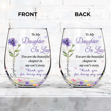 Load image into Gallery viewer, Personalized Stemless Wine Glass Custom Name Gift for Daughter-in-Law