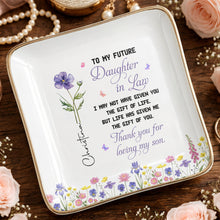 Load image into Gallery viewer, Personalized Ceramic Jewelry Dish Birth Month Flower Gift for Future Daughter-In-Law