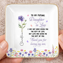 Load image into Gallery viewer, Personalized Ceramic Jewelry Dish Birth Month Flower Gift for Future Daughter-In-Law