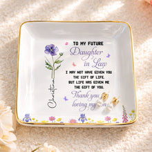 Load image into Gallery viewer, Personalized Ceramic Jewelry Dish Birth Month Flower Gift for Future Daughter-In-Law
