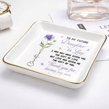 Load image into Gallery viewer, Personalized Ceramic Jewelry Dish Birth Month Flower Gift for Future Daughter-In-Law