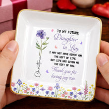 Load image into Gallery viewer, Personalized Ceramic Jewelry Dish Birth Month Flower Gift for Future Daughter-In-Law