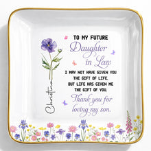 Load image into Gallery viewer, Personalized Ceramic Jewelry Dish Birth Month Flower Gift for Future Daughter-In-Law