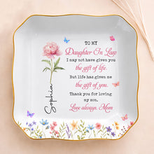 Load image into Gallery viewer, Personalized Lace Jewelry Dish Custom Name Gift for Daughter-in-Law