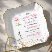 Load image into Gallery viewer, Personalized Lace Jewelry Dish Custom Name Gift for Daughter-in-Law