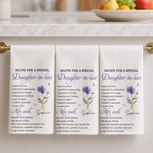 Load image into Gallery viewer, Personalized Kitchen Towel Custom Birth Month Flower Gift for Daughter-in-Law