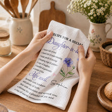 Load image into Gallery viewer, Personalized Kitchen Towel Custom Birth Month Flower Gift for Daughter-in-Law