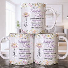 Load image into Gallery viewer, Personalized Coffee Mug Custom Floral Gift for Daughter-in-Law