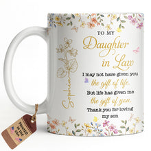 Load image into Gallery viewer, Personalized Floral Coffee Mug Custom Gift for Daughter-in-Law