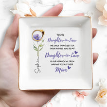 Load image into Gallery viewer, Personalized Floral Jewelry Dish Custom Message for Daughter-in-Law