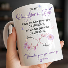 Load image into Gallery viewer, Personalized Custom Coffee Mug with Birth Month Flowers Gift for Daughter-in-Law