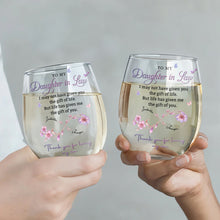 Load image into Gallery viewer, Personalized Stemless Wine Glass Custom Name Gift for Daughter-in-Law