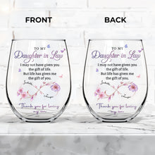 Load image into Gallery viewer, Personalized Stemless Wine Glass Custom Name Gift for Daughter-in-Law