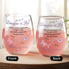 Load image into Gallery viewer, Personalized Stemless Wine Glass Custom Name Gift for Daughter-in-Law